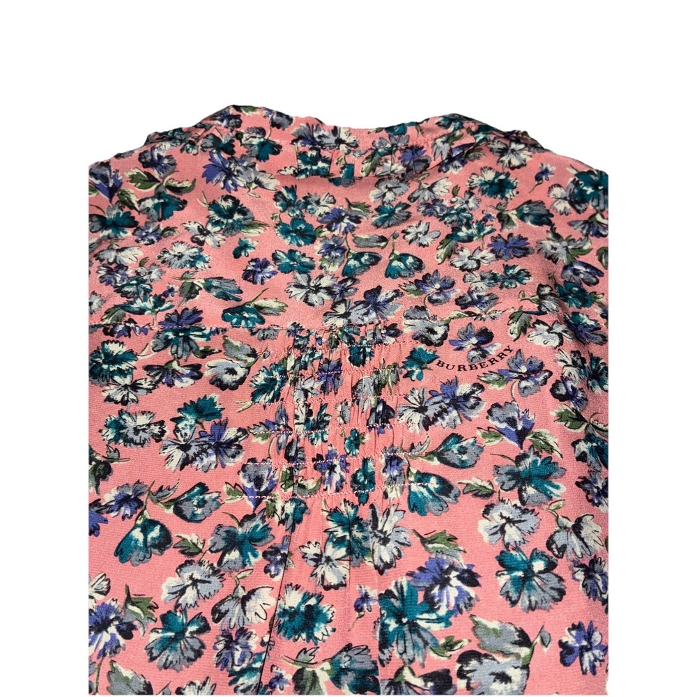 Burberry Dress Women's 8 Pale Rose Silk Floral Midi Boho Cottagecore Prairie NEW - Picture 10 of 16